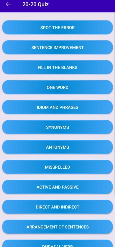 SSC English Quiz App Features