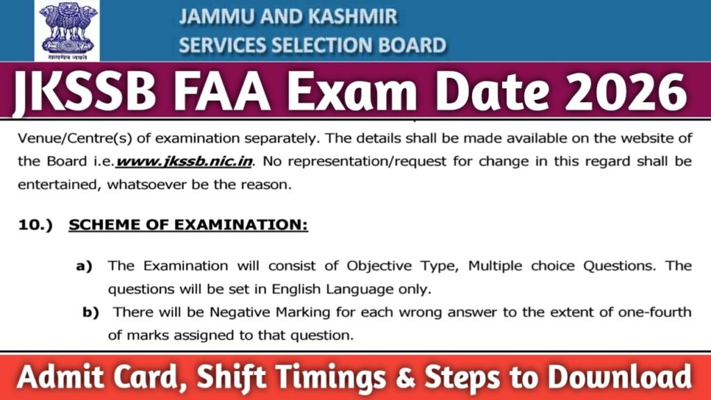JKSSB FAA Exam Date 2026