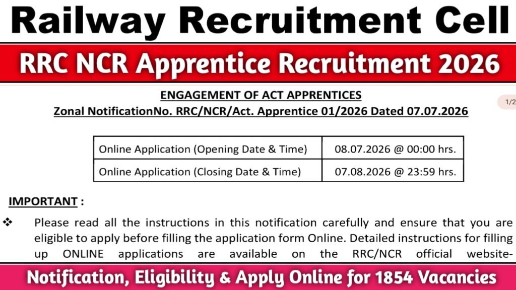 RRC NCR Apprentice Recruitment 2026
