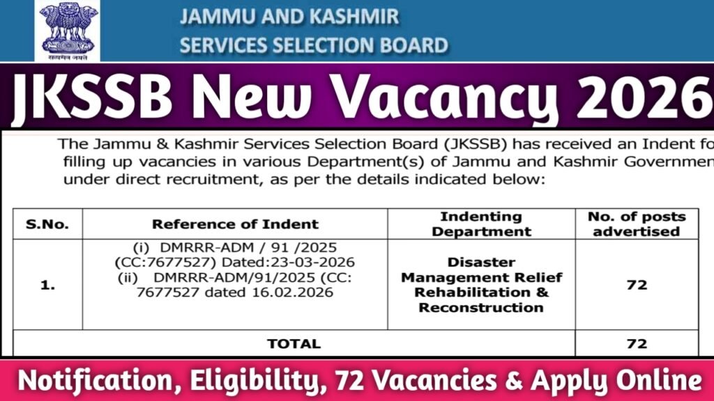 JKSSB New Vacancy 2026